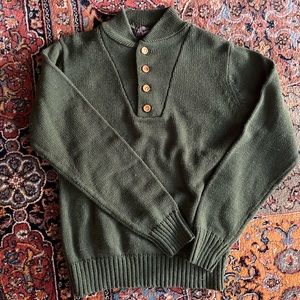 Vintage Shawl Collar Forest Green Sweater